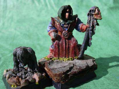 And this is the other chaos sorcerer I got. Note the treebark base. I personally think this is among the best man-size work I did with enamels during my 'double drybrush' period.