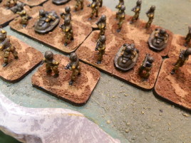 Initially I intended to have the same amount of figures on each base but then I remembered my episode with the VC and put one less on the buzzbomb bases. This left a couple of figures over to do command bases.